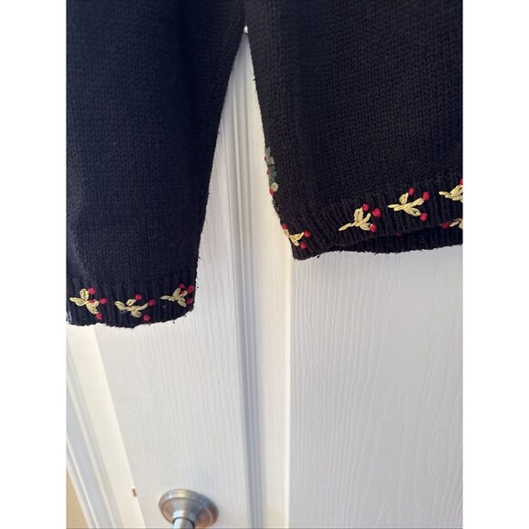 Vtg Tiara International Christmas Cardigan Sweater Embroidered And Beaded Size M - Picture 12 of 16